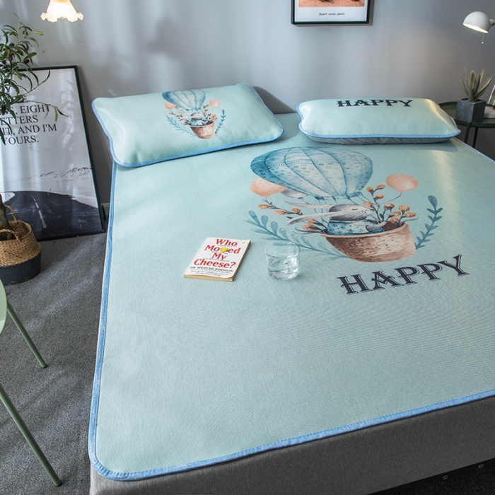 91家纺网 家纺一手货源 找家纺 印季 2021新款数码印花大版冰丝席 气球兔