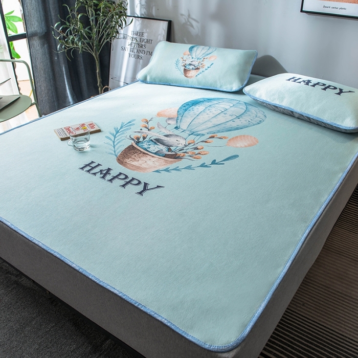 91家纺网 家纺一手货源 找家纺 印季 2021新款数码印花大版冰丝席 气球兔