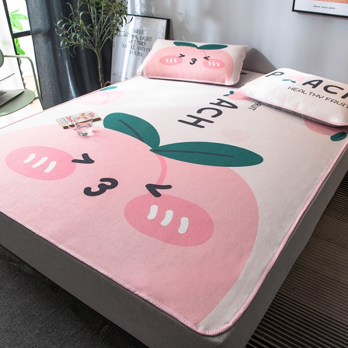 91家纺网 家纺一手货源 找家纺 印季 2021新款数码印花大版冰丝席 水蜜桃