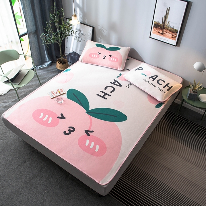 91家纺网 家纺一手货源 找家纺 印季 2021新款数码印花大版冰丝席 水蜜桃