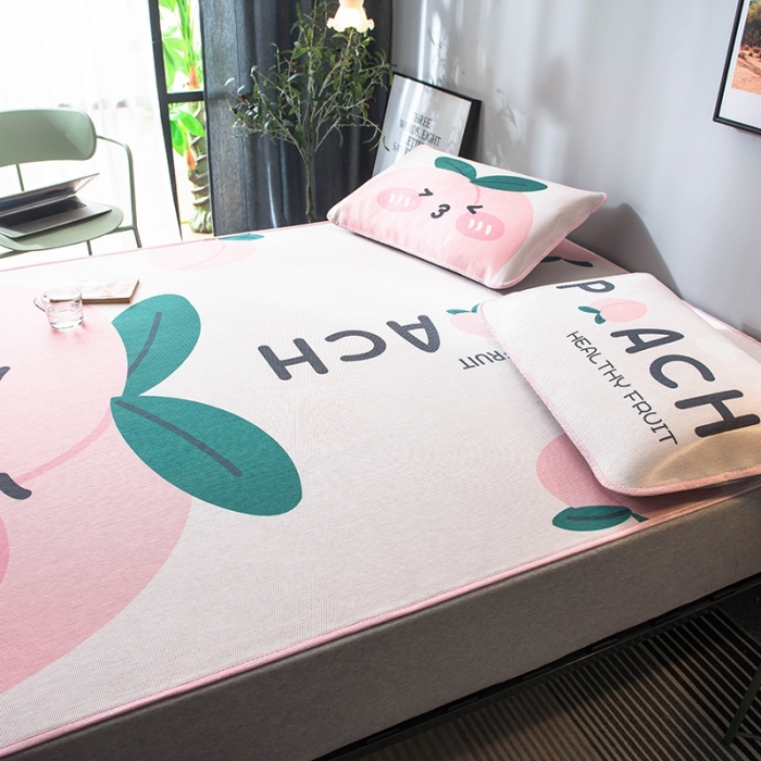 91家纺网 家纺一手货源 找家纺 印季 2021新款数码印花大版冰丝席 水蜜桃