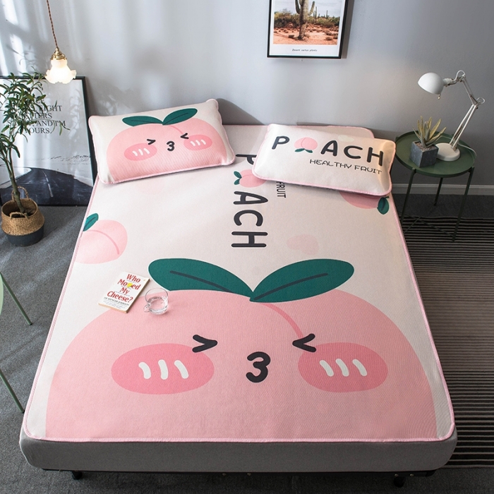 91家纺网 家纺一手货源 找家纺 印季 2021新款数码印花大版冰丝席 水蜜桃