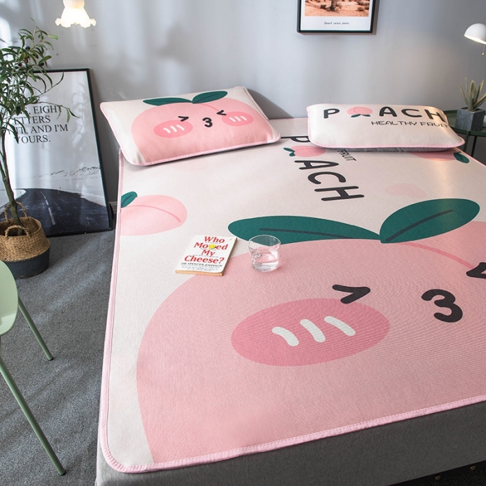 91家纺网 家纺一手货源 找家纺 印季 2021新款数码印花大版冰丝席 水蜜桃