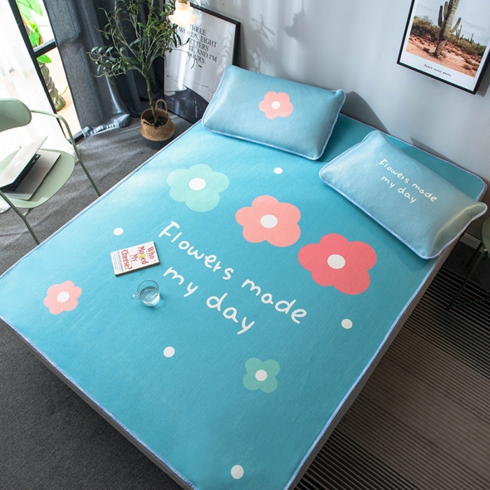 91家纺网 家纺一手货源 找家纺 印季 2021新款数码印花大版冰丝席 太阳花