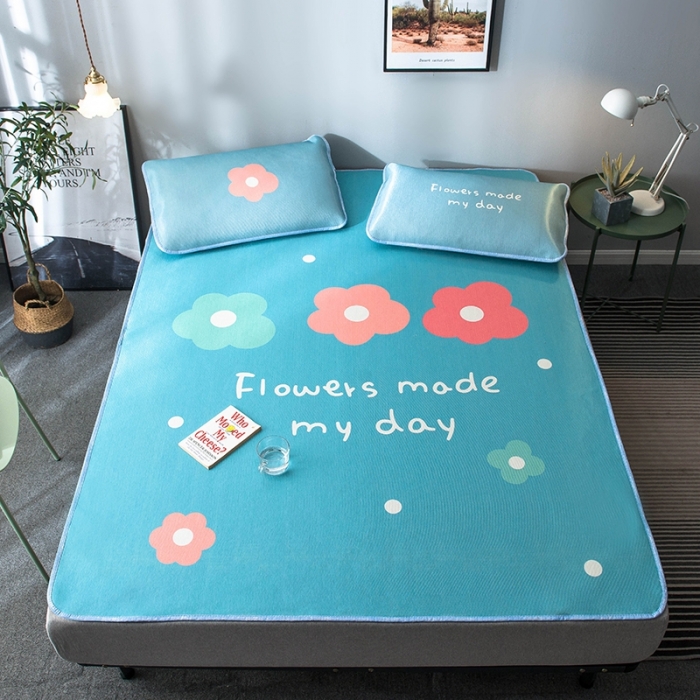 91家纺网 家纺一手货源 找家纺 印季 2021新款数码印花大版冰丝席 太阳花