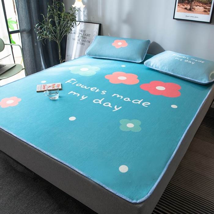 91家纺网 家纺一手货源 找家纺 印季 2021新款数码印花大版冰丝席 太阳花