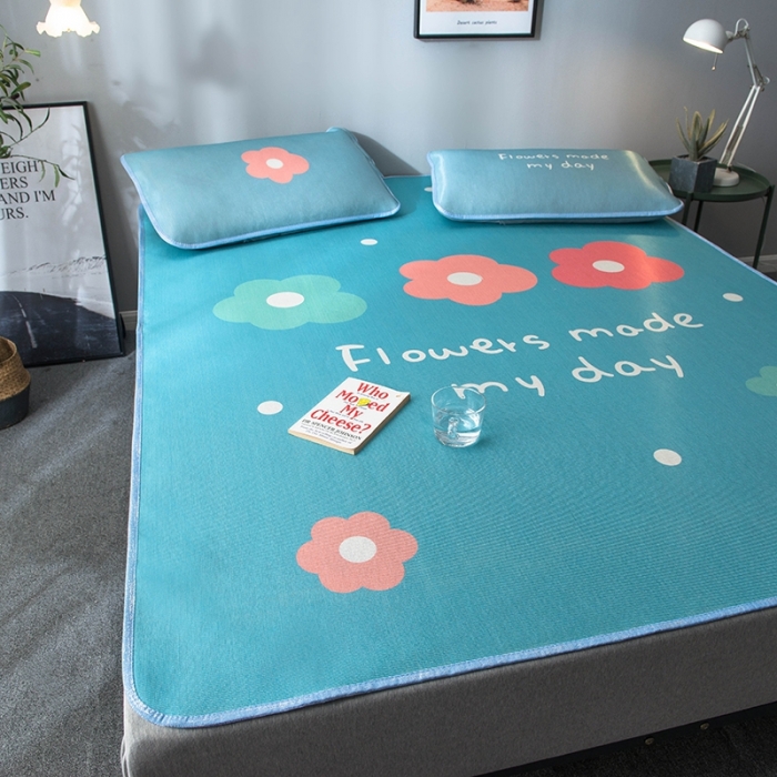 91家纺网 家纺一手货源 找家纺 印季 2021新款数码印花大版冰丝席 太阳花