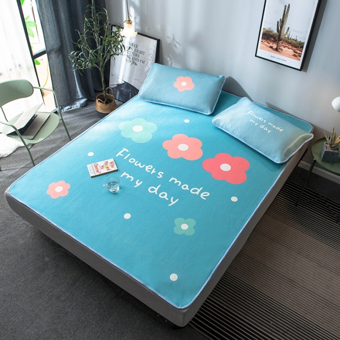 91家纺网 家纺一手货源 找家纺 印季 2021新款数码印花大版冰丝席 太阳花