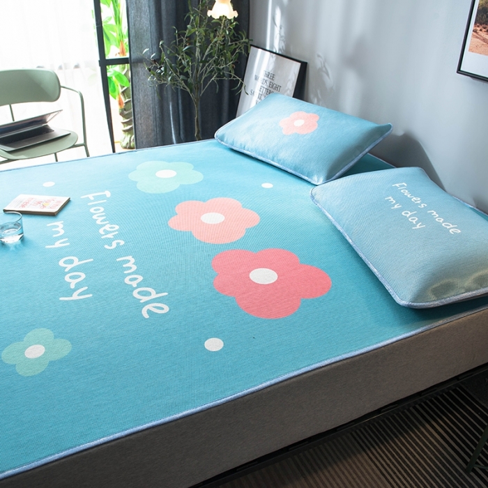 91家纺网 家纺一手货源 找家纺 印季 2021新款数码印花大版冰丝席 太阳花