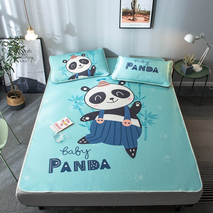 91家纺网 家纺一手货源 找家纺 印季 2021新款数码印花大版冰丝席 熊猫