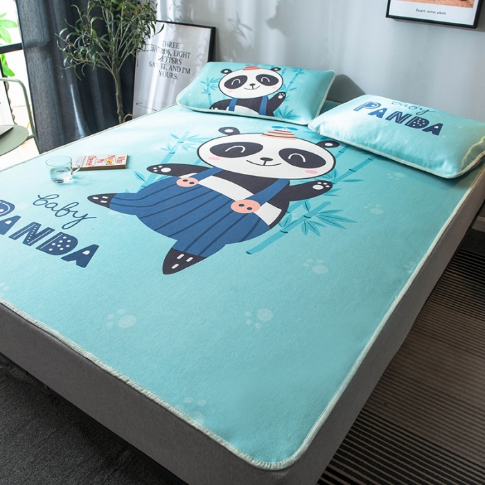 91家纺网 家纺一手货源 找家纺 印季 2021新款数码印花大版冰丝席 熊猫