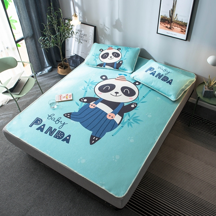 91家纺网 家纺一手货源 找家纺 印季 2021新款数码印花大版冰丝席 熊猫