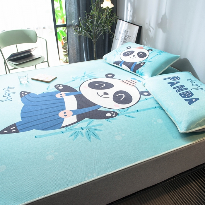 91家纺网 家纺一手货源 找家纺 印季 2021新款数码印花大版冰丝席 熊猫