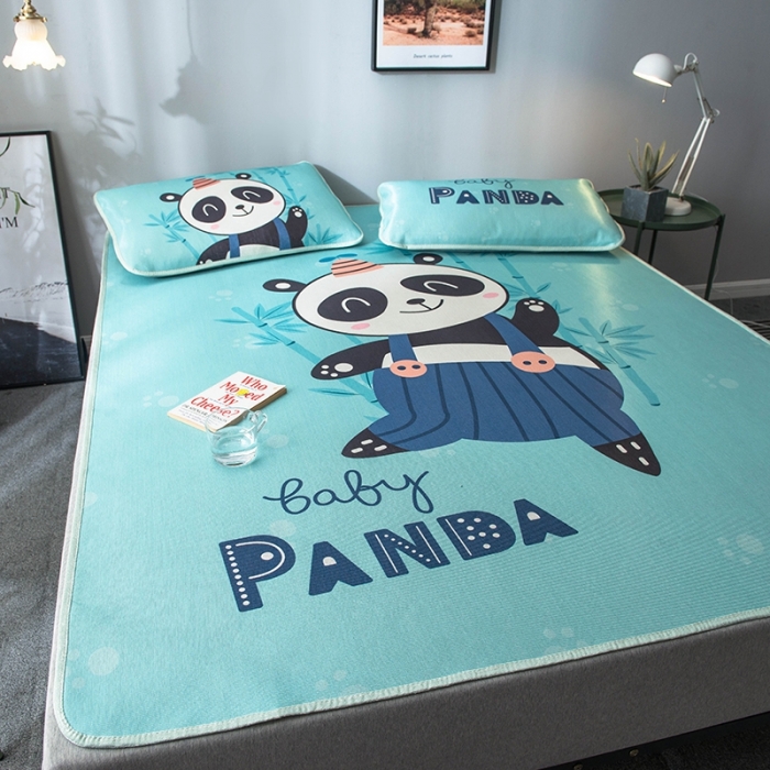 91家纺网 家纺一手货源 找家纺 印季 2021新款数码印花大版冰丝席 熊猫