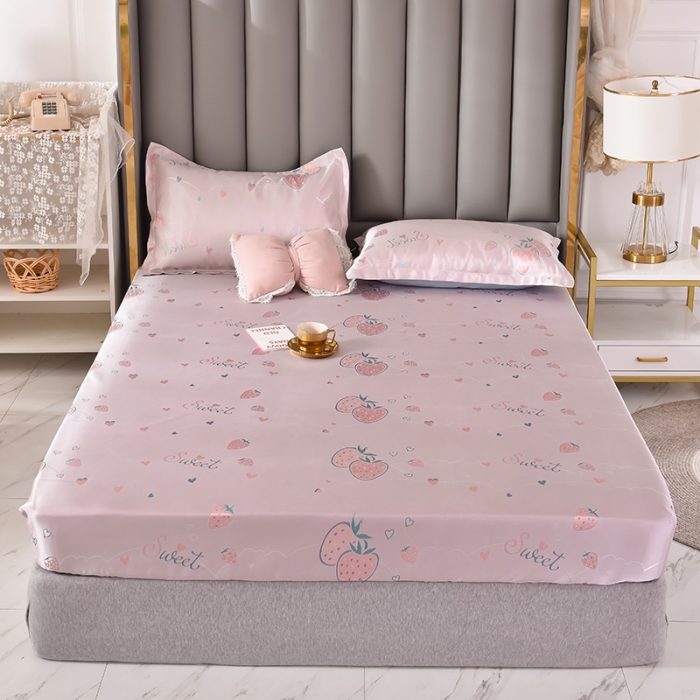 91家纺网 家纺一手货源 找家纺 甜之梦家纺 2025新款提花凉席单品床笠款三件套 草莓派对