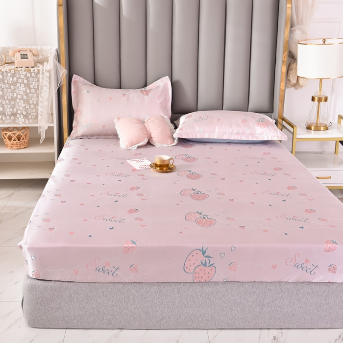 91家纺网 家纺一手货源 找家纺 甜之梦家纺 2025新款提花凉席单品床笠款三件套 草莓派对