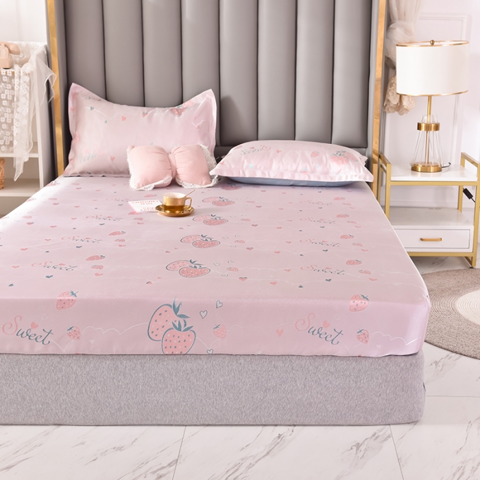 91家纺网 家纺一手货源 找家纺 甜之梦家纺 2025新款提花凉席单品床笠款三件套 草莓派对