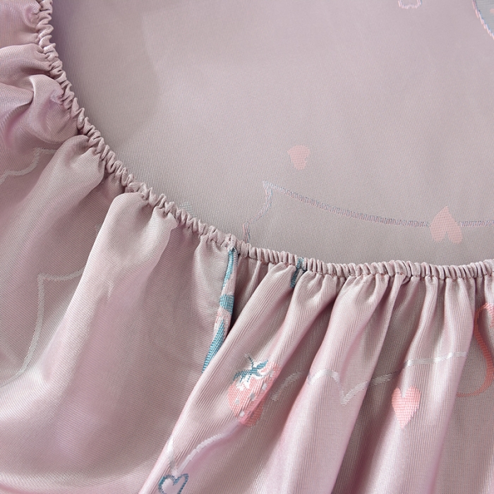 91家纺网 家纺一手货源 找家纺 甜之梦家纺 2025新款提花凉席单品床笠款三件套 草莓派对