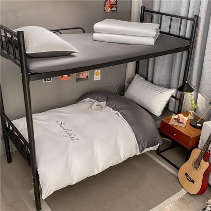 古吉梦 2021新款水洗棉-S双拼学生三件套 双拼-本白