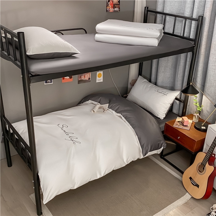 91家纺网 家纺一手货源 找家纺 古吉梦 2021新款水洗棉-S双拼学生三件套 双拼-本白