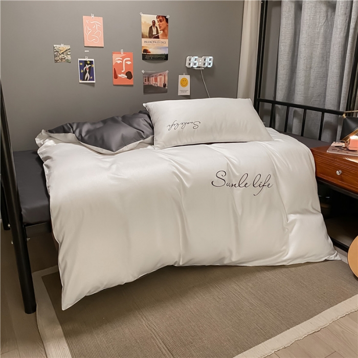 91家纺网 家纺一手货源 找家纺 古吉梦 2021新款水洗棉-S双拼学生三件套 双拼-本白