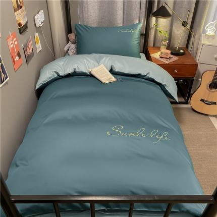 91家纺网 家纺一手货源 找家纺 古吉梦 2021新款水洗棉-S双拼学生三件套 双拼-宾利蓝