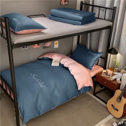 古吉梦 2021新款水洗棉-S双拼学生三件套 双拼-宾利蓝