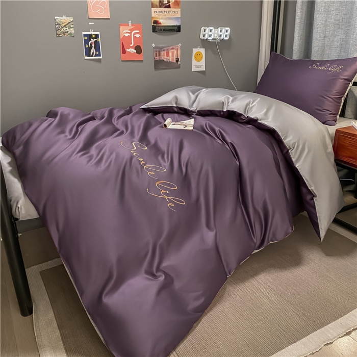 91家纺网 家纺一手货源 找家纺 古吉梦 2021新款水洗棉-S双拼学生三件套 双拼-帝王紫