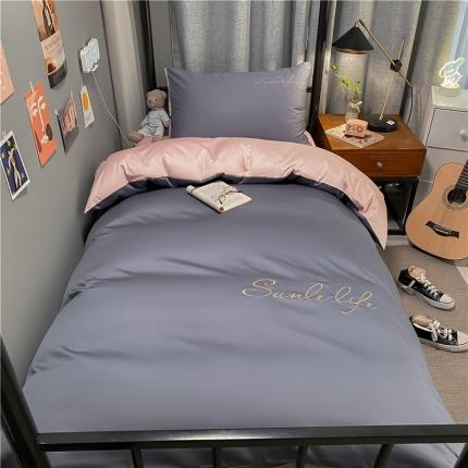 91家纺网 家纺一手货源 找家纺 古吉梦 2021新款水洗棉-S双拼学生三件套 双拼-梵星蓝