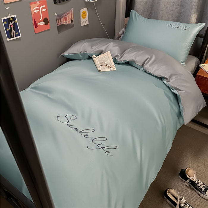 91家纺网 家纺一手货源 找家纺 古吉梦 2021新款水洗棉-S双拼学生三件套 双拼-梵星蓝