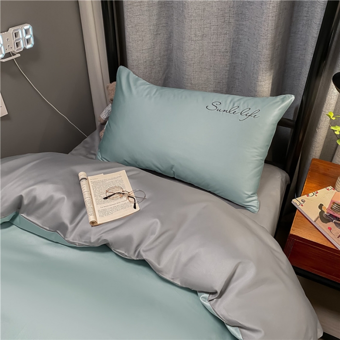 91家纺网 家纺一手货源 找家纺 古吉梦 2021新款水洗棉-S双拼学生三件套 双拼-梵星蓝