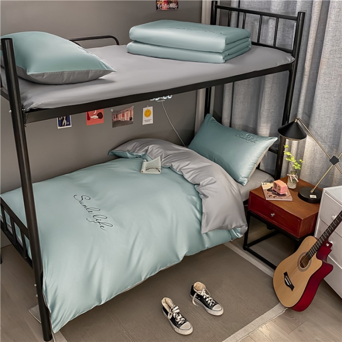 91家纺网 家纺一手货源 找家纺 古吉梦 2021新款水洗棉-S双拼学生三件套 双拼-梵星蓝