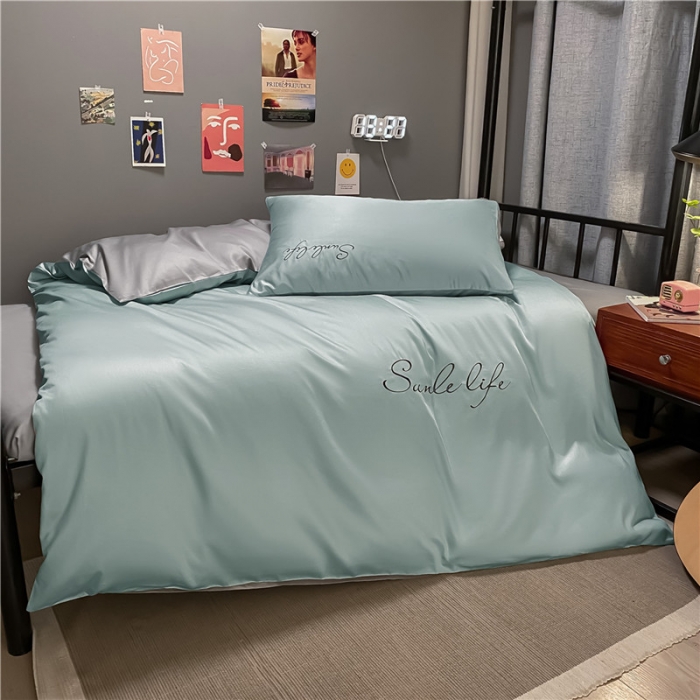 91家纺网 家纺一手货源 找家纺 古吉梦 2021新款水洗棉-S双拼学生三件套 双拼-梵星蓝