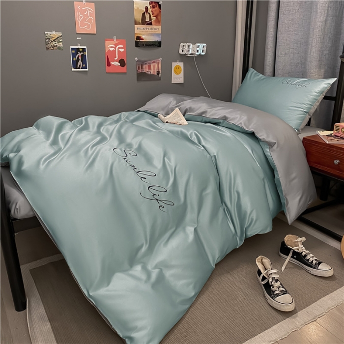 91家纺网 家纺一手货源 找家纺 古吉梦 2021新款水洗棉-S双拼学生三件套 双拼-梵星蓝