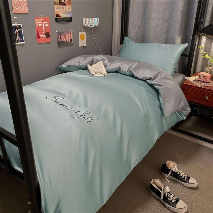 91家纺网 家纺一手货源 找家纺 古吉梦 2021新款水洗棉-S双拼学生三件套 双拼-梵星蓝