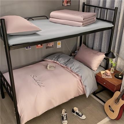 古吉梦 2021新款水洗棉-S双拼学生三件套 双拼-粉灰