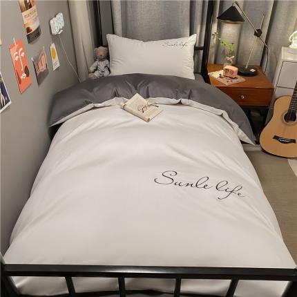 91家纺网 家纺一手货源 找家纺 古吉梦 2021新款水洗棉-S双拼学生三件套 双拼-高级灰