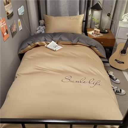 91家纺网 家纺一手货源 找家纺 古吉梦 2021新款水洗棉-S双拼学生三件套 双拼-嫩黄