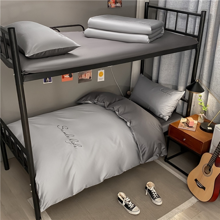 91家纺网 家纺一手货源 找家纺 古吉梦 2021新款水洗棉-S双拼学生三件套 双拼-浅灰