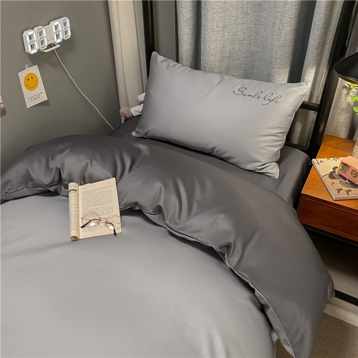 91家纺网 家纺一手货源 找家纺 古吉梦 2021新款水洗棉-S双拼学生三件套 双拼-浅灰