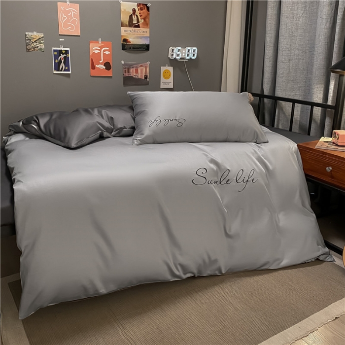 91家纺网 家纺一手货源 找家纺 古吉梦 2021新款水洗棉-S双拼学生三件套 双拼-浅灰