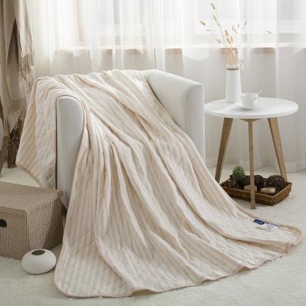 91家纺网 家纺一手货源 找家纺 琪琪阁 2022新款针织棉夏被宽条纹系列 浅咖条纹