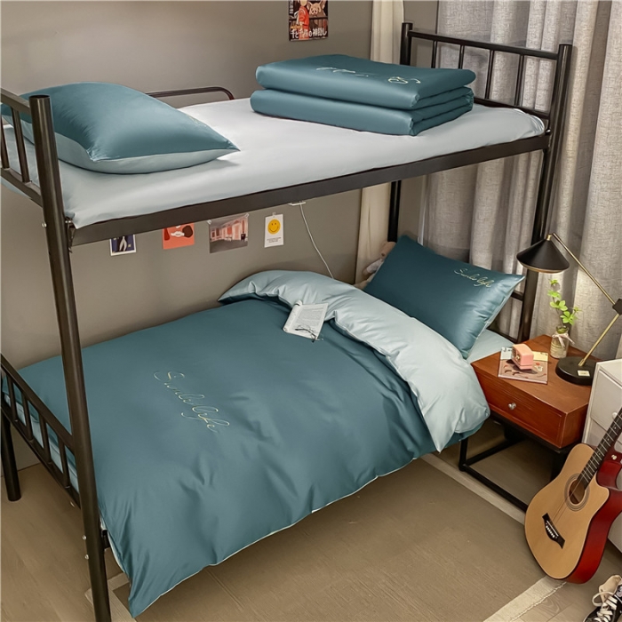 91家纺网 家纺一手货源 找家纺 古吉梦 2021新款水洗棉-S双拼学生三件套 双拼-浅石蓝