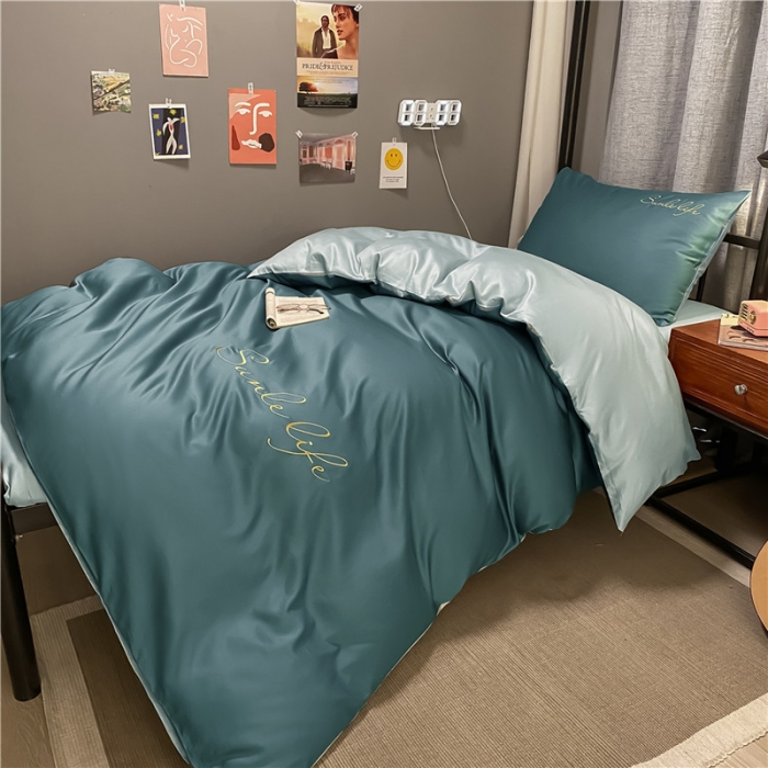 91家纺网 家纺一手货源 找家纺 古吉梦 2021新款水洗棉-S双拼学生三件套 双拼-浅石蓝