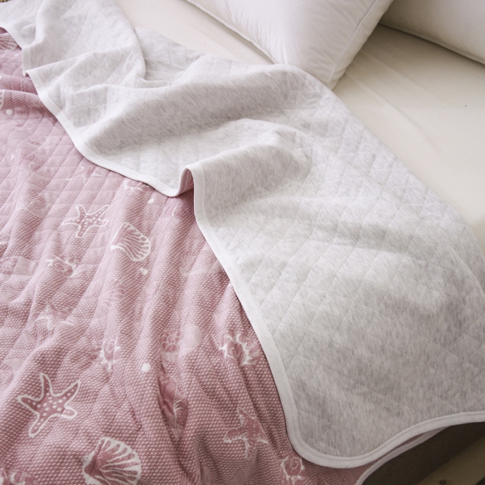 91家纺网 家纺一手货源 找家纺 琪琪阁 2022新款针织棉提花夏被 海星-豆沙