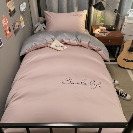 91家纺网 家纺一手货源 找家纺 古吉梦 2021新款水洗棉-S双拼学生三件套 双拼-紫豆沙