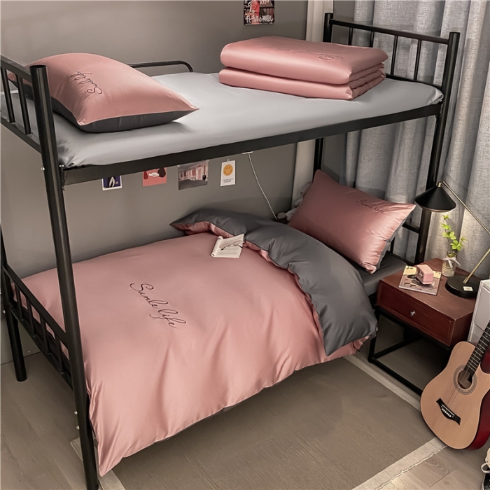 91家纺网 家纺一手货源 找家纺 古吉梦 2021新款水洗棉-S双拼学生三件套 双拼-紫豆沙