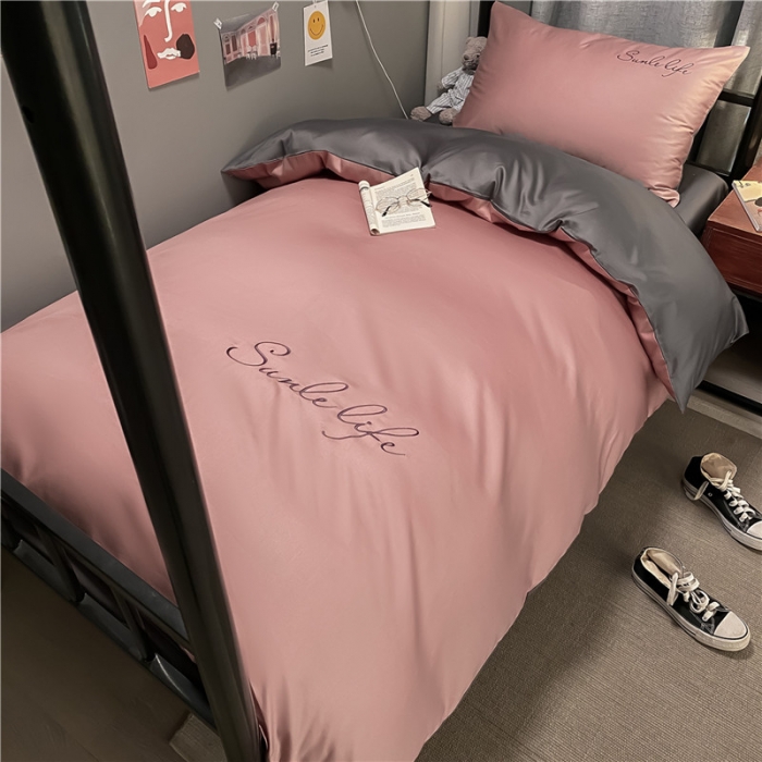 91家纺网 家纺一手货源 找家纺 古吉梦 2021新款水洗棉-S双拼学生三件套 双拼-紫豆沙