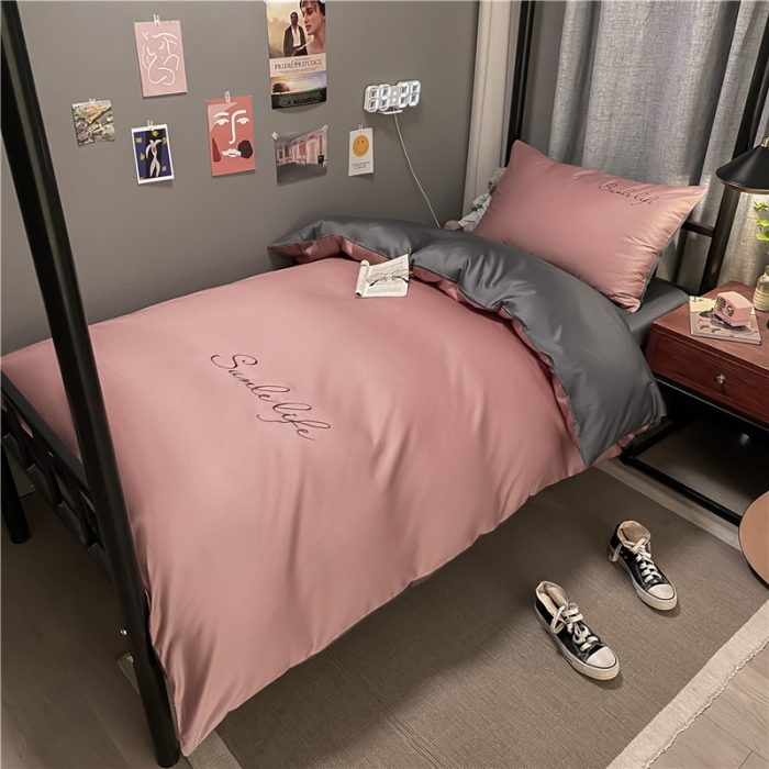 91家纺网 家纺一手货源 找家纺 古吉梦 2021新款水洗棉-S双拼学生三件套 双拼-紫豆沙