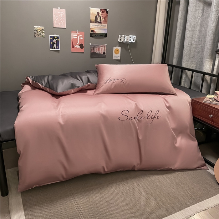 91家纺网 家纺一手货源 找家纺 古吉梦 2021新款水洗棉-S双拼学生三件套 双拼-紫豆沙